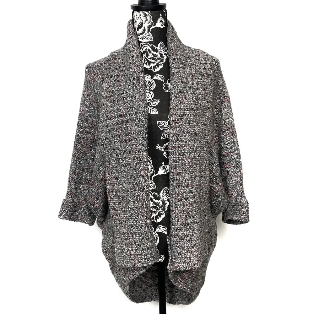 Knox Rose Gray Multicolored Longline Open Cardigan